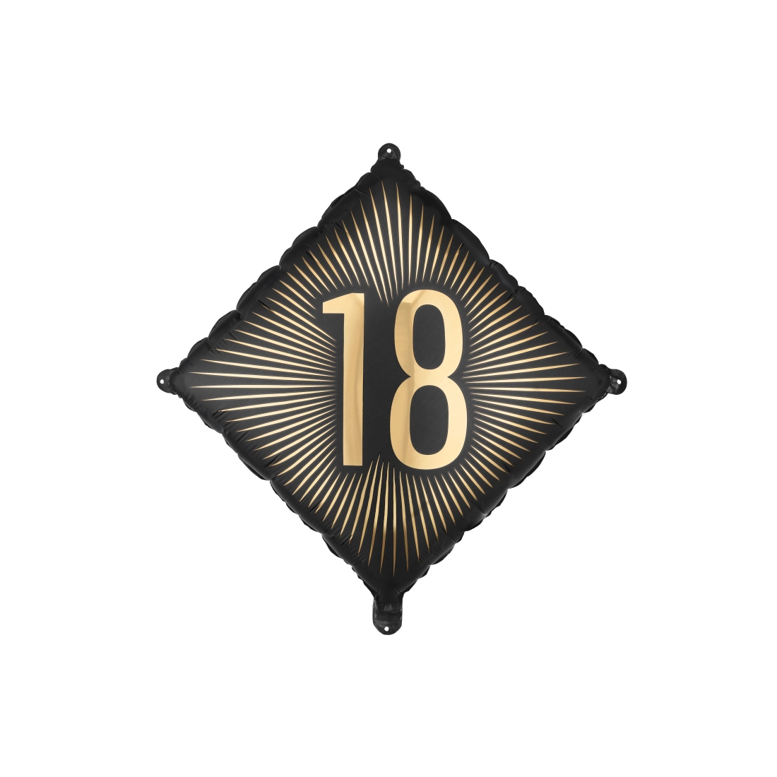 Černý fóliový balón 18 se zlatým nápisem, 46 × 46 cm